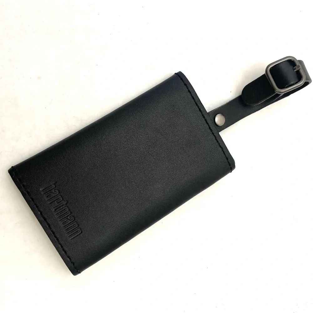 Hartmann Black Leather Travel ID Luggage Tag